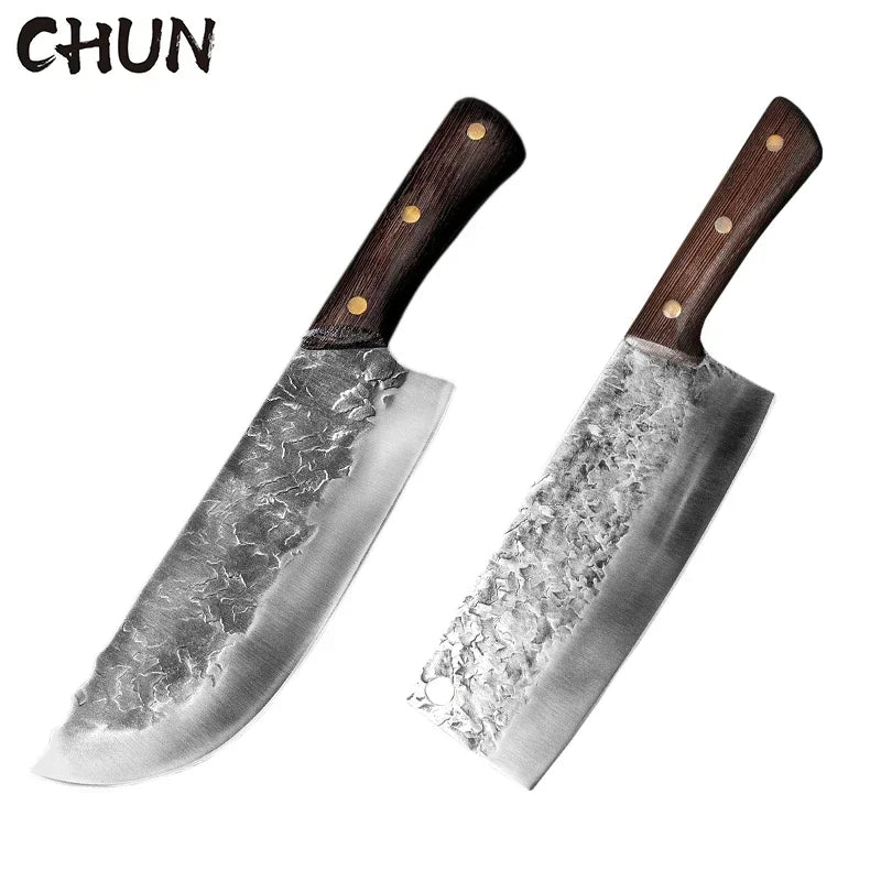 5CR15 Handmade Chopping Cleaver Butcher Knife High Carbon Steel Kitchen Chef Knife Sets Forged Blade Cooking Knives Set Cleaver