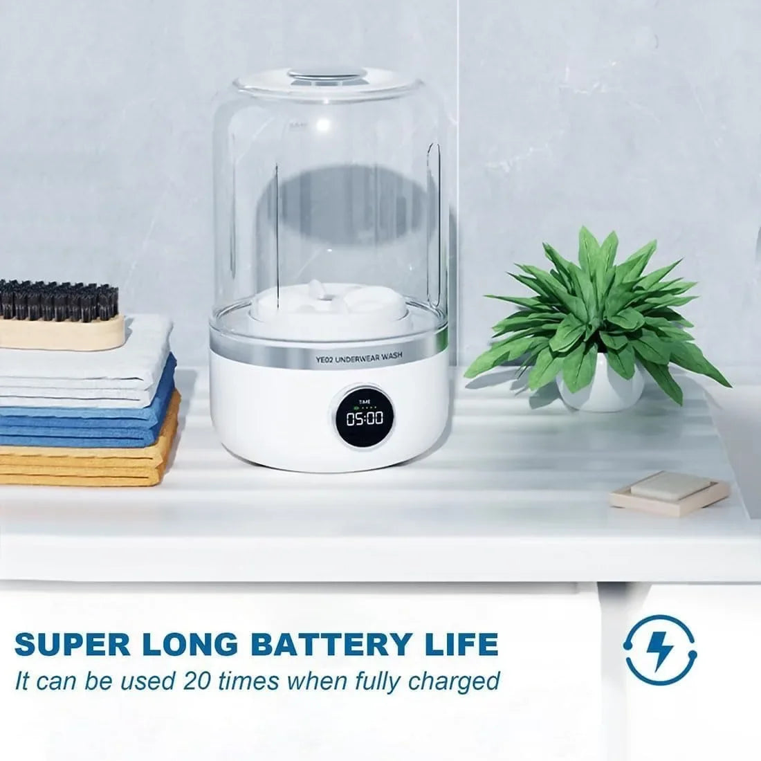 1L Mini Rechargeable Washing Machine Underwear Travel Portable Small Socks Washing Machine Dehydratable Portable Laundry Bucket