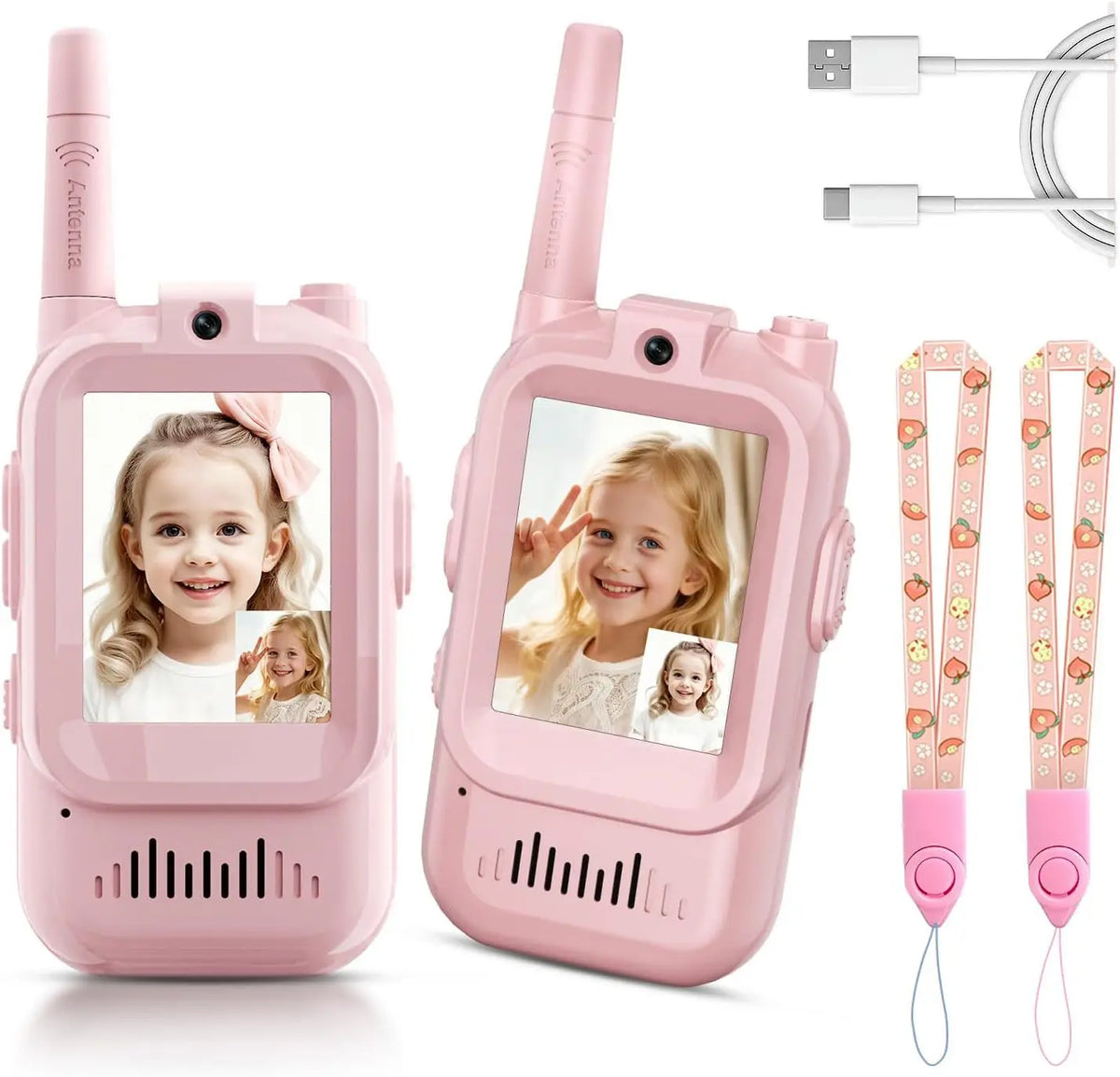 1Pair Kids Video Walkie Talkie Toy Rechargeable Interphone With HD Camera &amp; Voice Changer Educational Interactive For Boy Girl