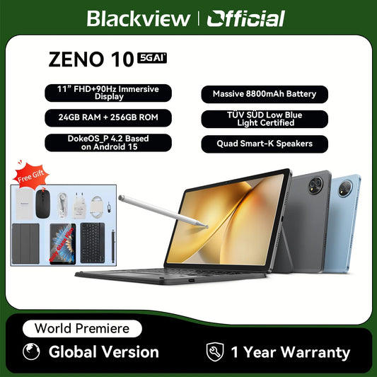 Blackview ZENO 10 5G AI Tablet,T8200 Ocat Core,11" FHD+ 90Hz Display, Smart tablets android 15 Pad PC With Bluetooth планшет