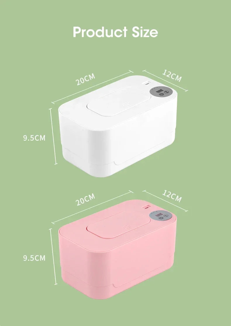 Portable Baby Wipe Warmer 2-in-1 Heated Towel Dispenser with LED Display Heating Box for Home Car Travel Accessories