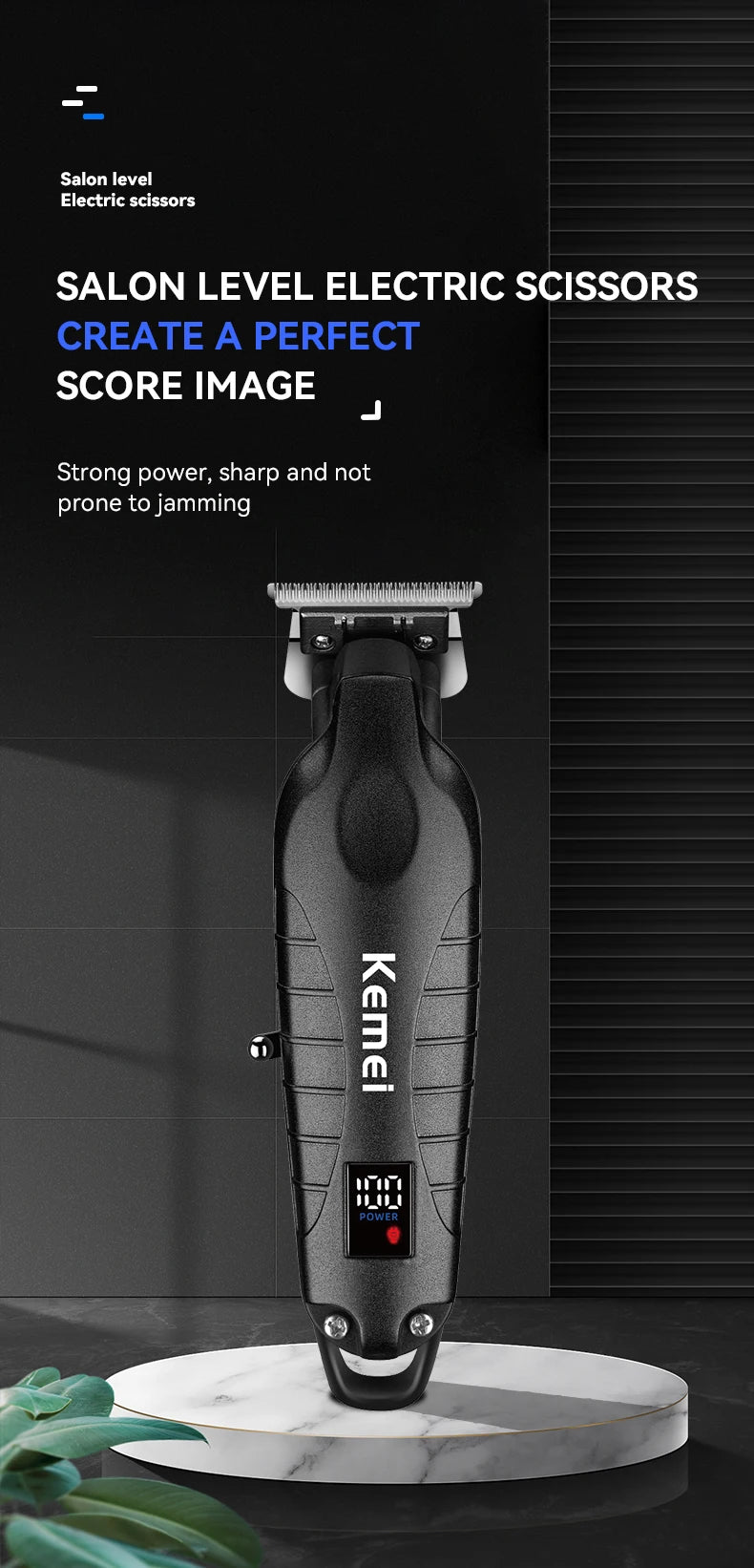Kemei 2293 Professional Hair Beard Trimmer Men Barber Rechargeable Finish Hair Cutting Machine Zero Gapped Cordless Hair Clipper