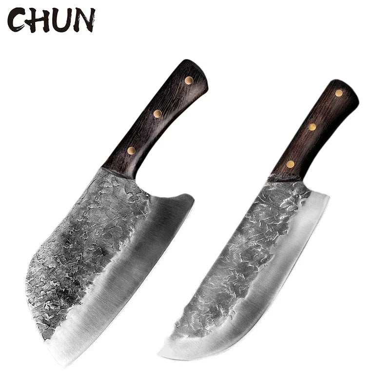 5CR15 Handmade Chopping Cleaver Butcher Knife High Carbon Steel Kitchen Chef Knife Sets Forged Blade Cooking Knives Set Cleaver