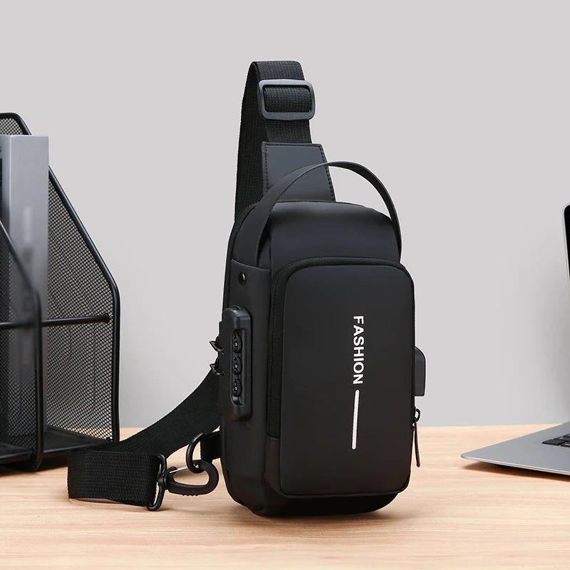 Sac à bandoulière élégant pour hommes – Tissu Oxford durable, sac de poitrine à bandoulière avec poche pour téléphone, fermeture