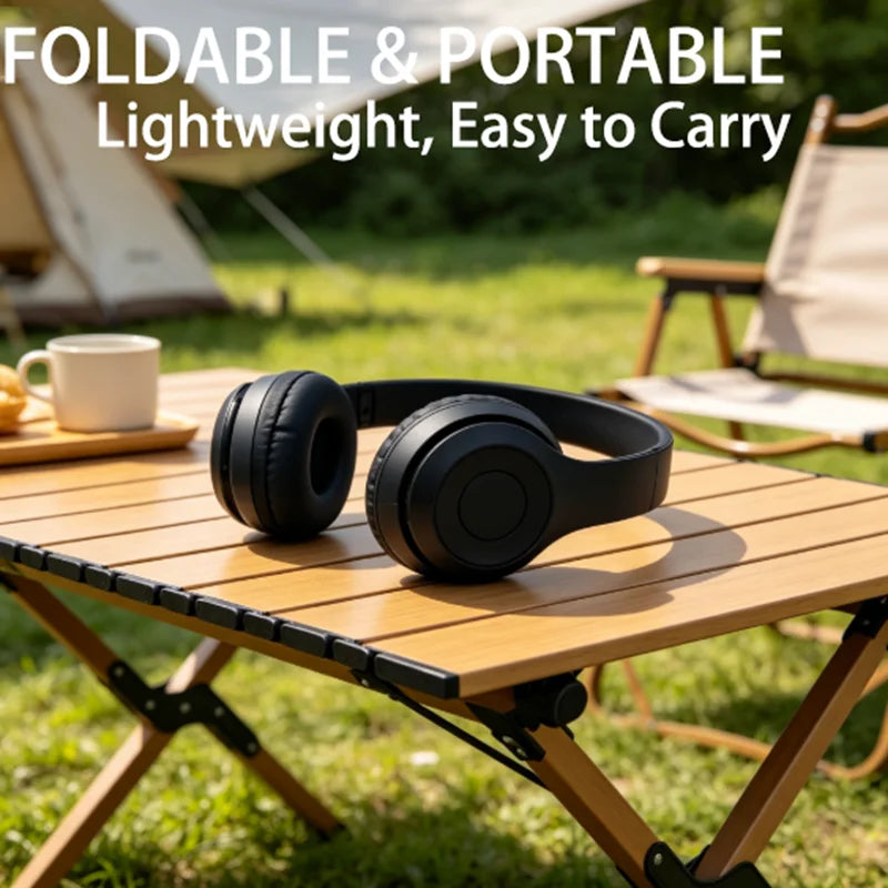 Bluetooth 5.0 Wireless Headphones, Foldable Over-Ear Headset, HiFi Stereo Sound, Soft Skin-Friendly Earmuffs