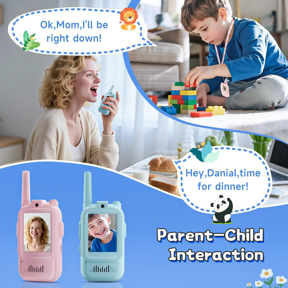 1Pair Kids Video Walkie Talkie Toy Rechargeable Interphone With HD Camera &amp; Voice Changer Educational Interactive For Boy Girl