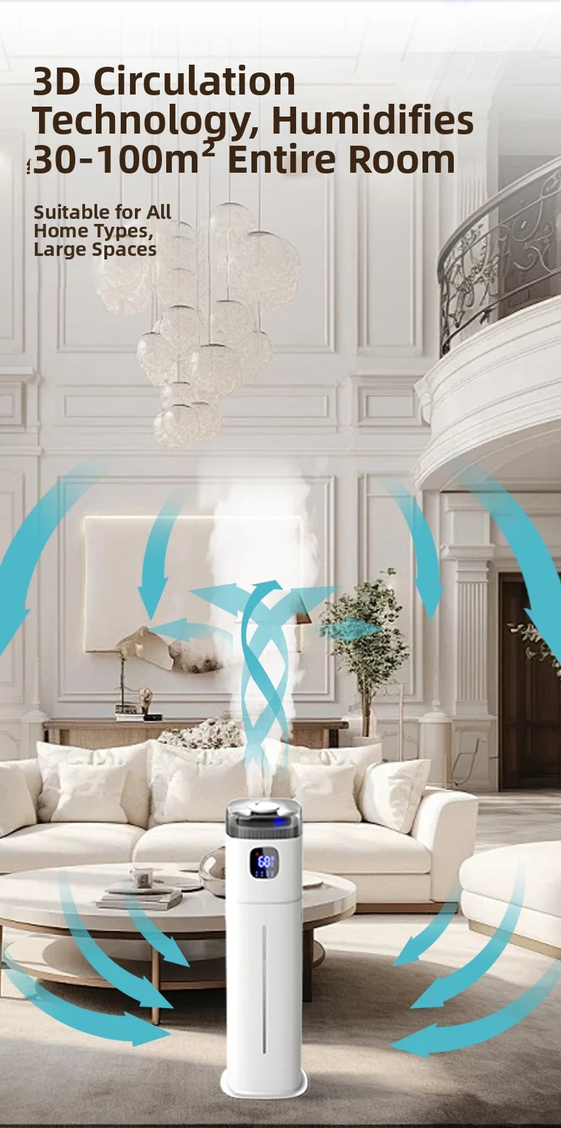 12L Intelligent Floor-Standing Humidifier Bedroom Living Room Office Three-Use Allergic Crowd Humidifier Winter Dry Skin Savior