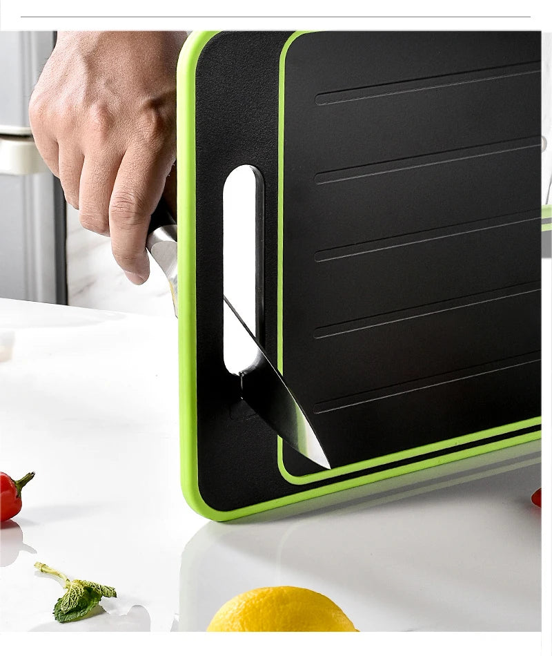 Double-side Cutting Board With Defrosting Function  Chopping Board  Kitchen  Grinding Cutting Board With Knife Sharpener