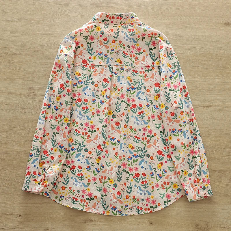 2026 Spring New Women Printed Shirts Long Sleeve Blouses Lazy Lady Tops Casual Female Clothes
