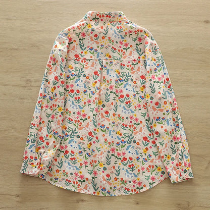 2026 Spring New Women Printed Shirts Long Sleeve Blouses Lazy Lady Tops Casual Female Clothes
