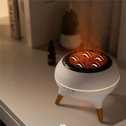 350ml Humidifier Aromatherapy Essential Oil Simulate Flame Aroma Diffuser,Remote Control Adjusted Colorful Atmosphere Lighting,