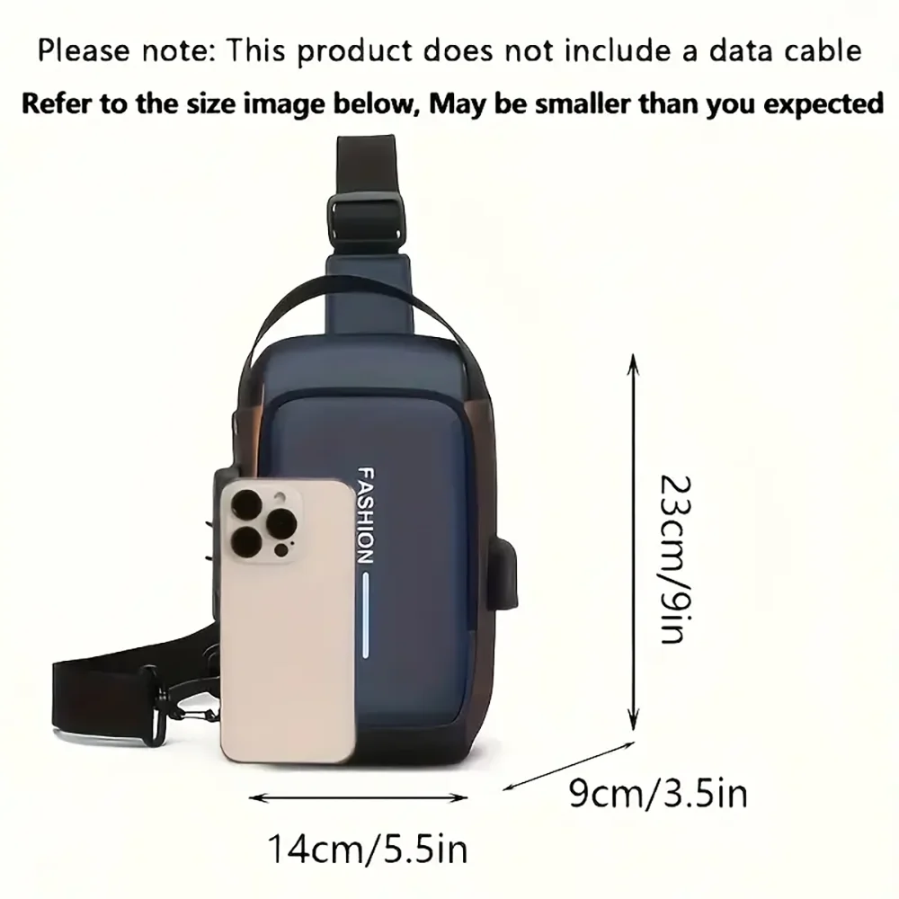 Sac à bandoulière élégant pour hommes – Tissu Oxford durable, sac de poitrine à bandoulière avec poche pour téléphone, fermeture