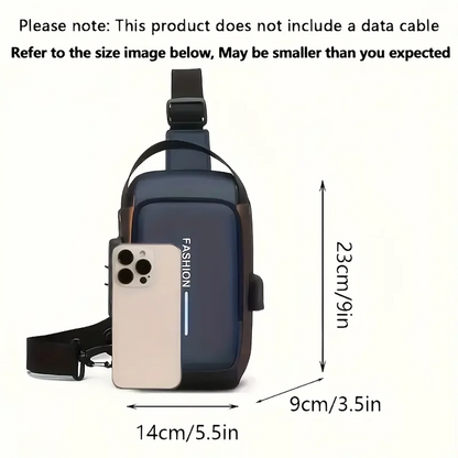 Sac à bandoulière élégant pour hommes – Tissu Oxford durable, sac de poitrine à bandoulière avec poche pour téléphone, fermeture