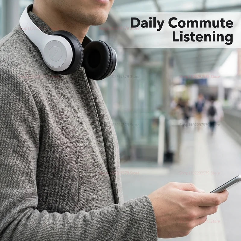 Wireless Bluetooth Headphones Head Mounted P47 Foldable Bass Sport Earphones Universal for Mobile Computer PC Gaming Running Gym