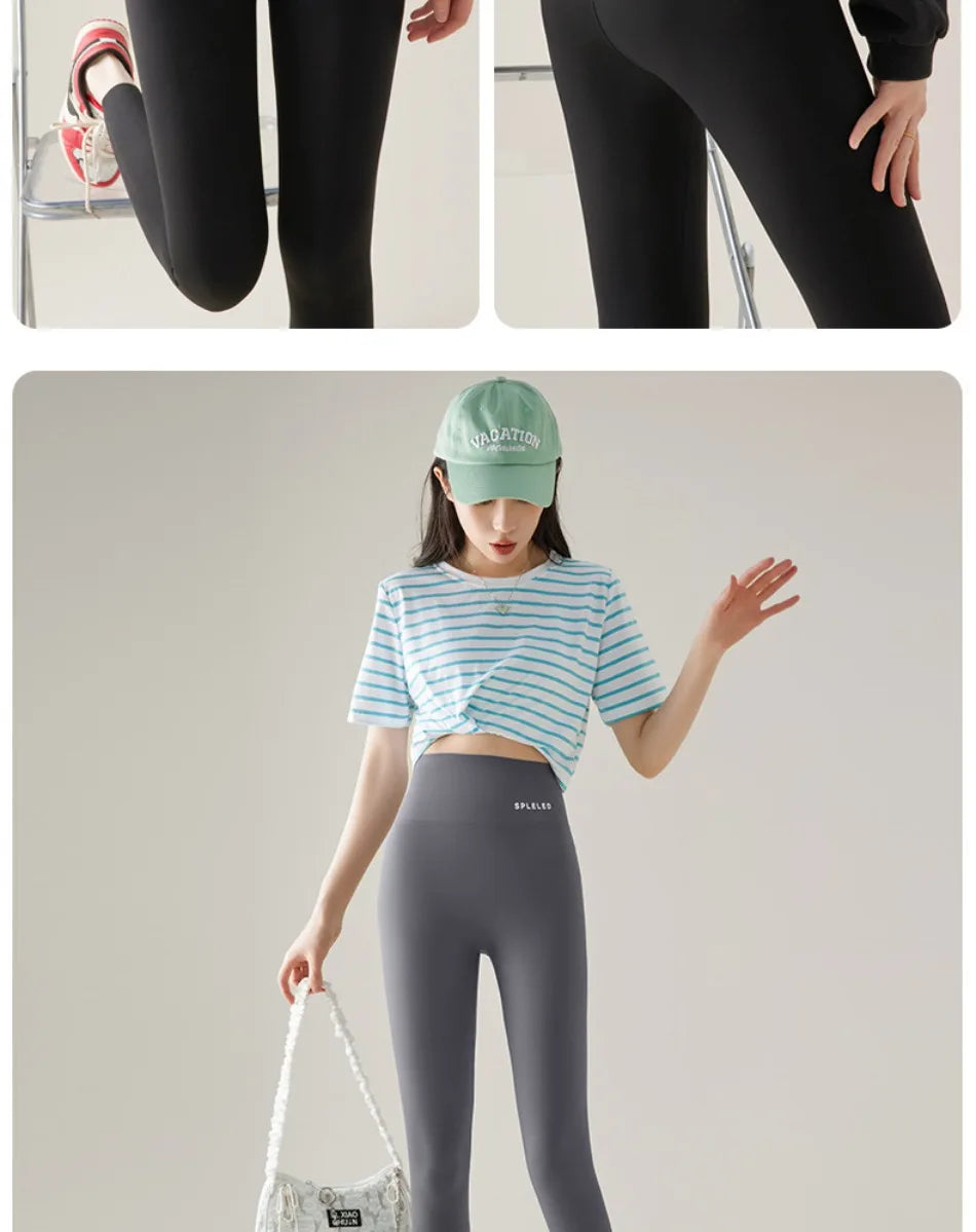Naked Feeling Yoga Leggings Summer Thin High Waisted Hip Lifting Fitness Leggings Running Cycling Sports Pants Woman Clothing