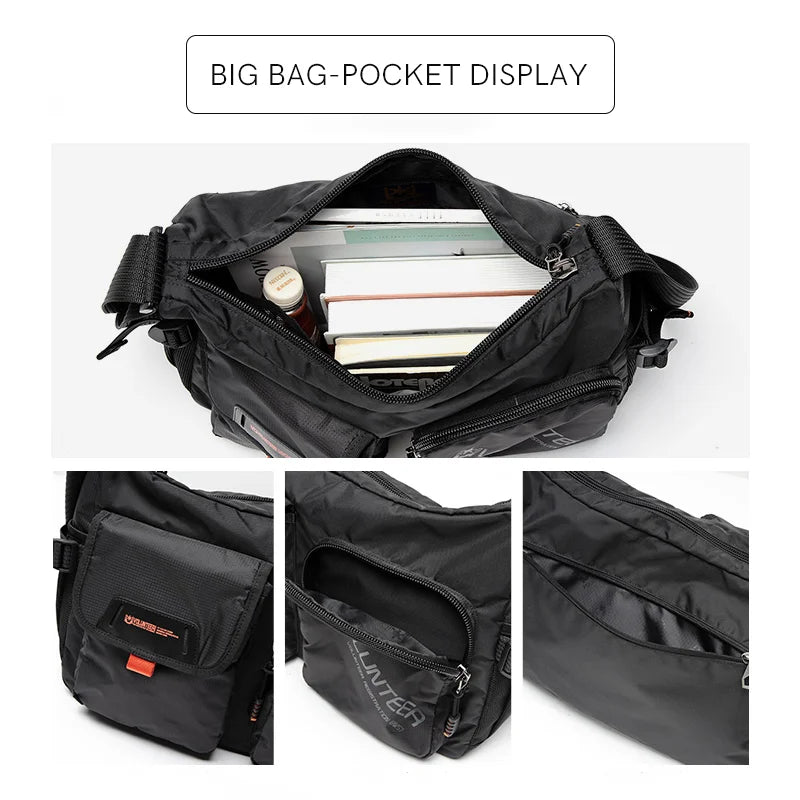 VOLUNTEER Messenger Crossbody Bags for Men Oxford Side Letter Print Fashion Light Weight Protable Versatile Shoulder Bag 1802-18