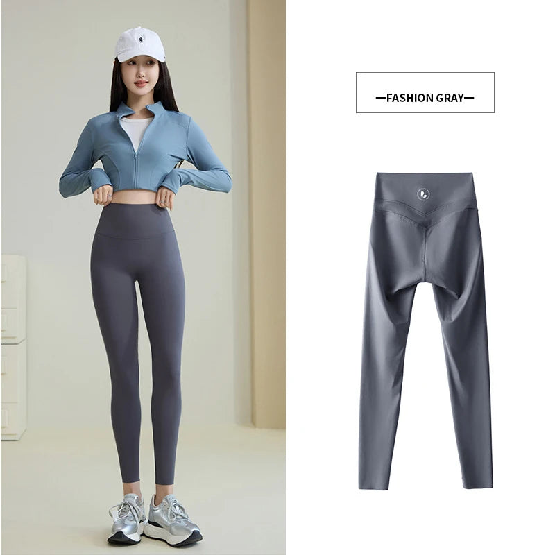 BIVIGAOS Spring New Double V 3D Curve Sharkskin Leggings Women High Waist Tight Slim Sports Fitness Push Up Leggings Yoga Pants