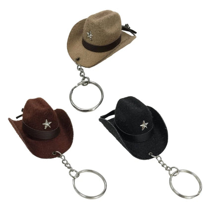 Cowboy Hat Keychain Sturdy and Fashionable Leather Cowboy Key Rings Accessory Drop Shipping