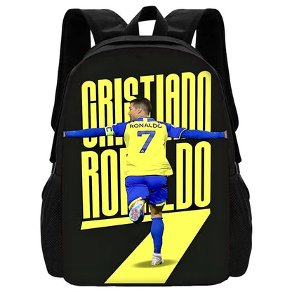 Child School Football R-RonaldoS CR7 Backpack with Lunch Bags ,Pencil Bags ,School Bags for Boys Girls Best Gift