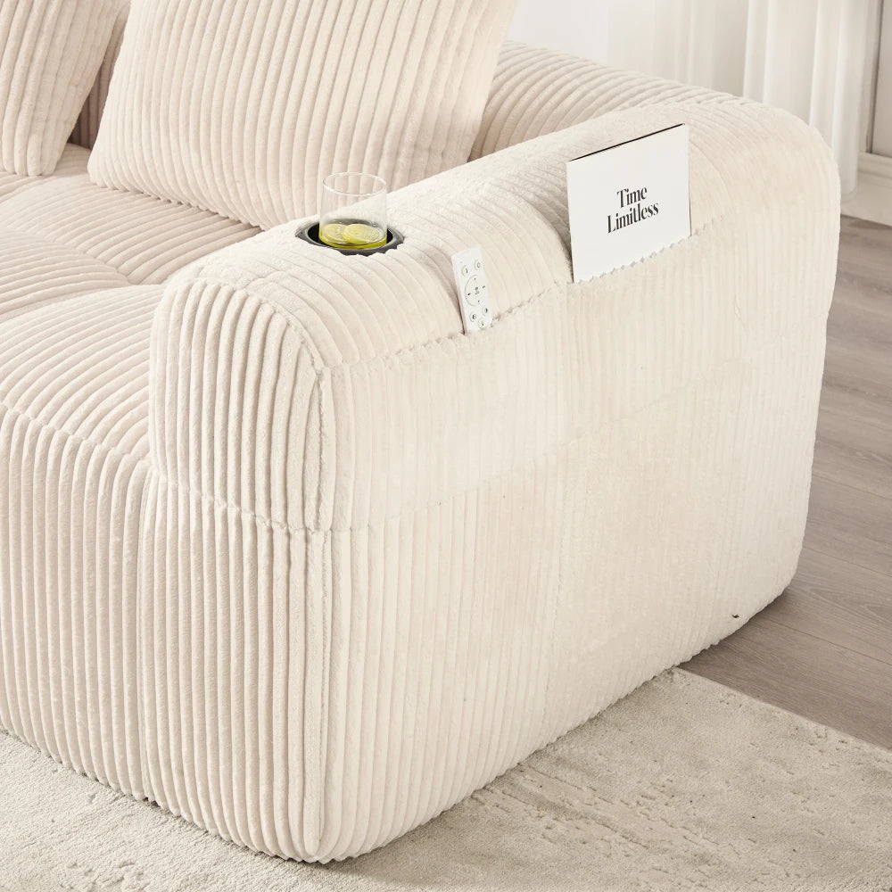 Compact Sofa Soft, Modular Sofa with Side Pocket and Beverage Holder, High Quality Comfort for Long Sitting, Incl. Pillows