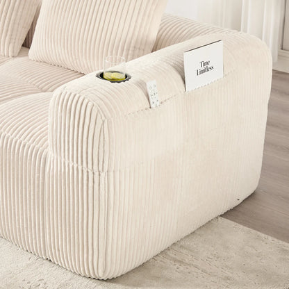 Compact Sofa Soft, Modular Sofa with Side Pocket and Beverage Holder, High Quality Comfort for Long Sitting, Incl. Pillows