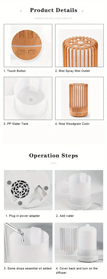 Air Humidifier Aromatherapy Machine Bird Cage Ultrasonic USB Humidifier, Essential Oil Diffuser With Colorful Night Lights