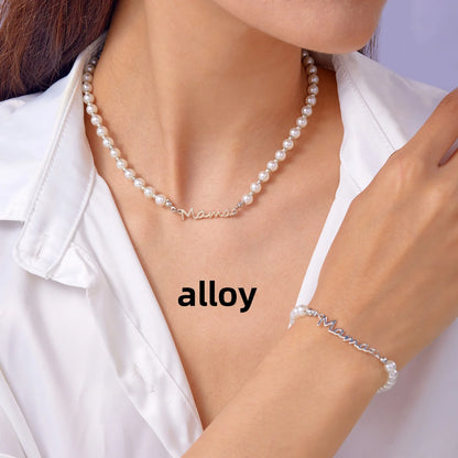 Imitation Pearl Letter Mama Pendant Bracelets Fashion Charms Stainless Steel Chains Bracelet for Women Jewelry Mother's Day Gift