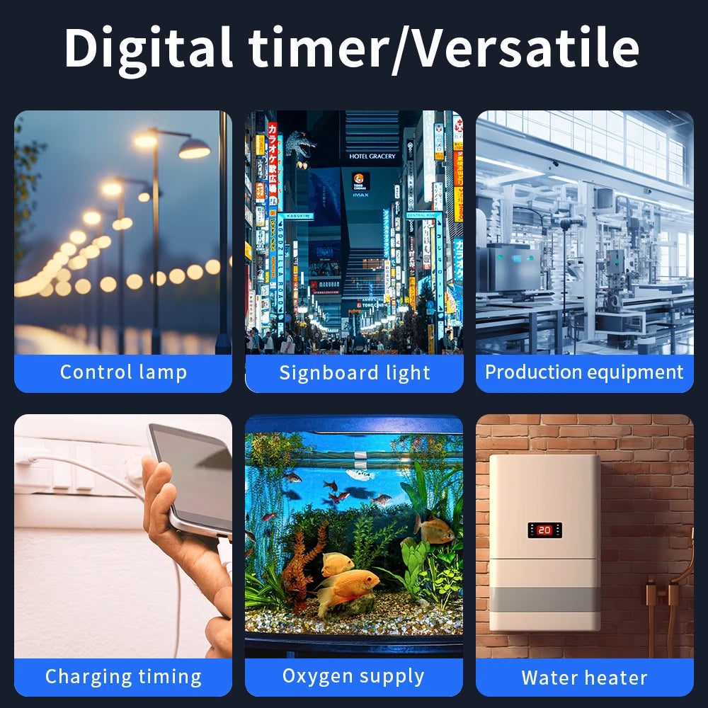 Digital Timer Switch  220V 7 Days Weekly Intelligent Electronic Programmable Timing Socket EU Plug Outlet Appliance Time Control