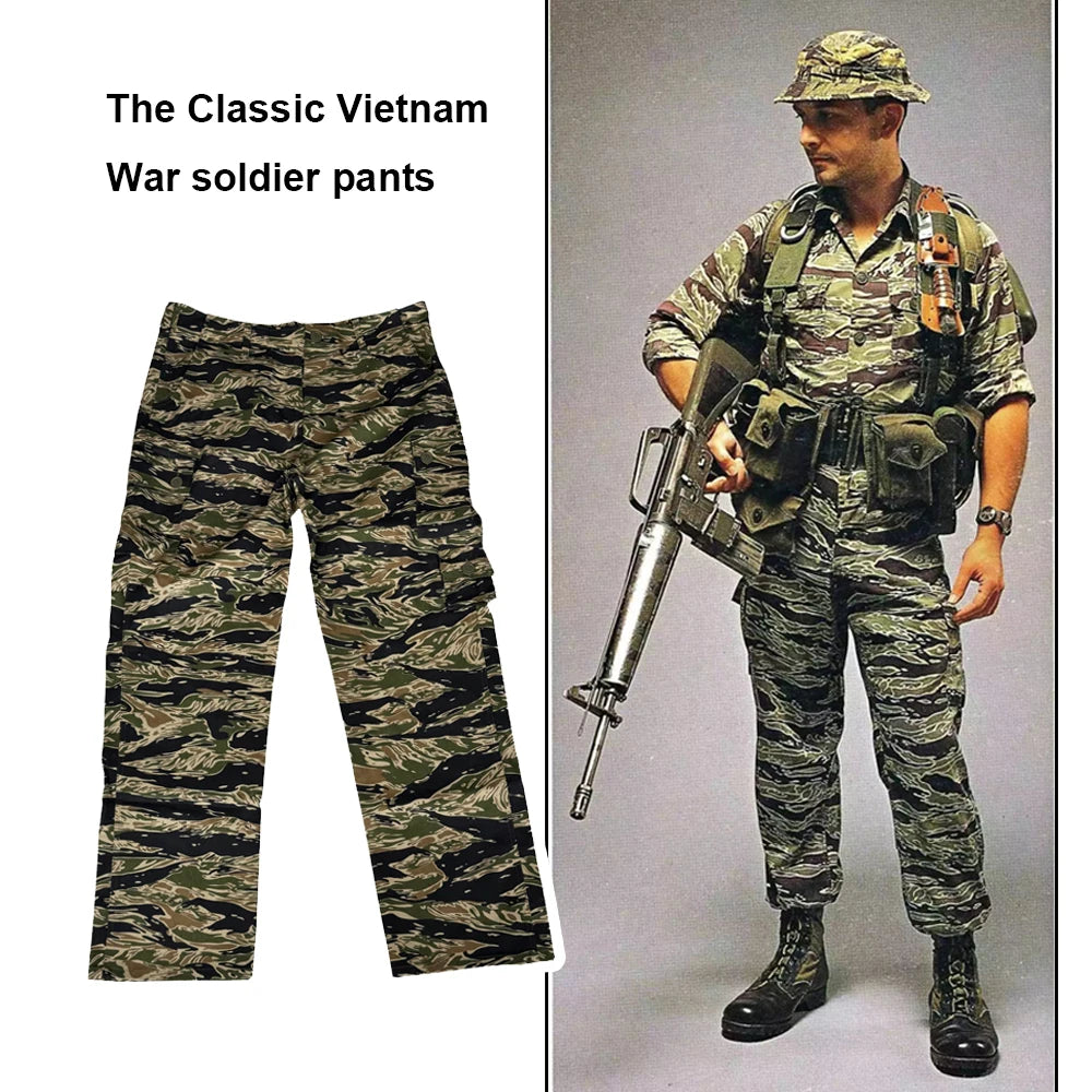Tiger Jacket Vietnam Suit Tabby Striped Top and Pants Replica World War II Equipment Casual Training Suit WW2