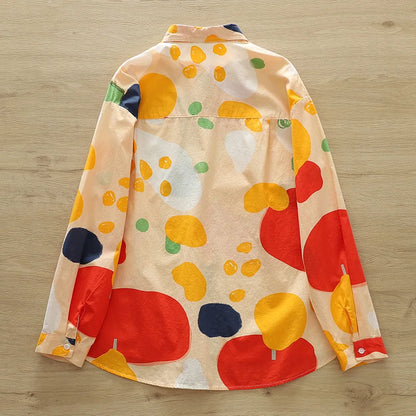 2026 Spring New Women Printed Shirts Long Sleeve Blouses Lazy Lady Tops Casual Female Clothes