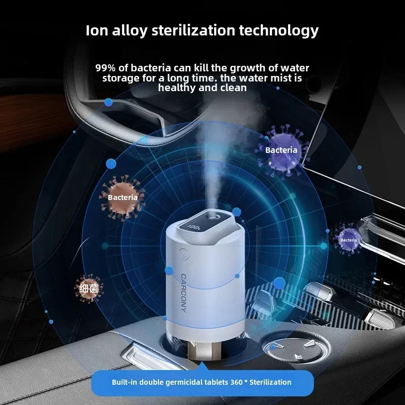 Car Humidifier 2000mAh Built-in Battery Wireless Use Antibacterial Air Purifier Aroma Essential Oil Diffuser Home High Quality