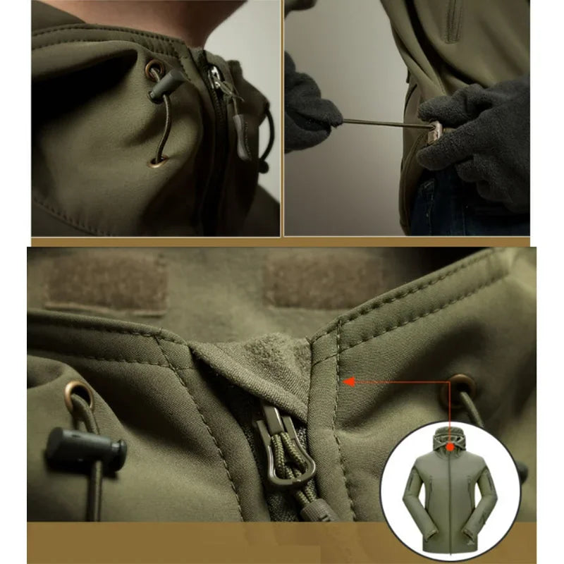 5XL 6XL Winter Waterproof Tactical Jackets Sets Men Outdoor Soft Shell Hiking Hunting Jacket Suit Fleece Cargo Pant Tracksuits