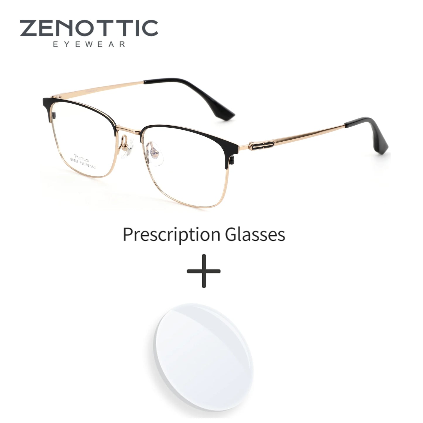 ZENOTTIC L Size Titanium Alloy Prescription Glasses Trend Square Unisex Anti Blue Light Progressive/Photochromic Optical Eyewear