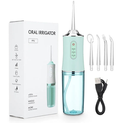 New Oral Irrigator Portable Dental Water Flosser USB Rechargeable Dental Water Jet Pick Flosser 4 Jet Tip 3 Modes Teeth Cleaner