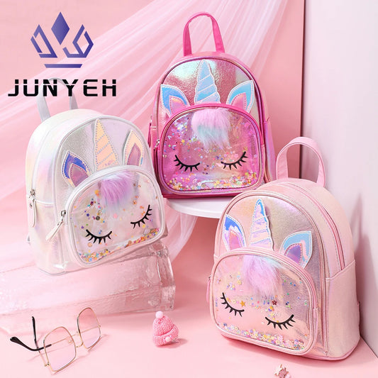 Sequin Unicorn Cute PU and Plush Children's Student Backpack Cartoon Fashion Kids School Bag Cartoon Princess Girls Backpacks