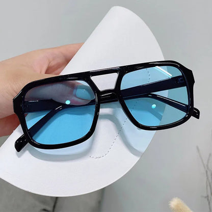 Retro Square Sunglasses Women Men 2025 New Trends Double Beam Yellow Big Sun Glasses Female Oversized Eyewear Shades UV400