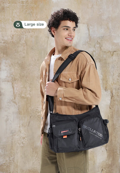 VOLUNTEER Messenger Crossbody Bags for Men Oxford Side Letter Print Fashion Light Weight Protable Versatile Shoulder Bag 1802-18