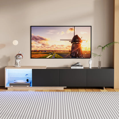 Comanlai 240cm Modern TV Cabinet with LED Lights  Living Room TV Cabinet with 3 Drawers and Open Storageextendable TV Stands