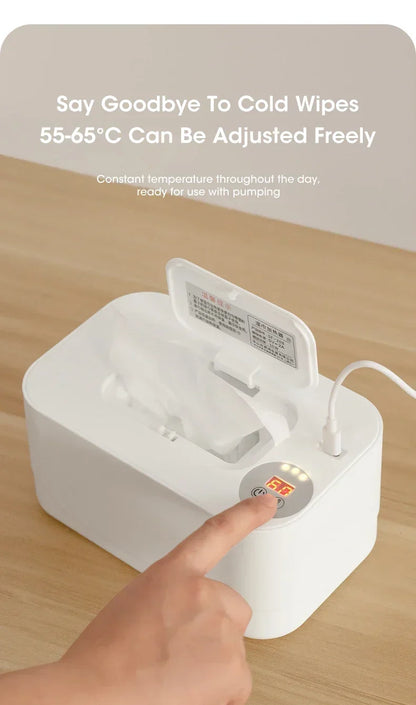Portable Baby Wipe Warmer 2-in-1 Heated Towel Dispenser with LED Display Heating Box for Home Car Travel Accessories