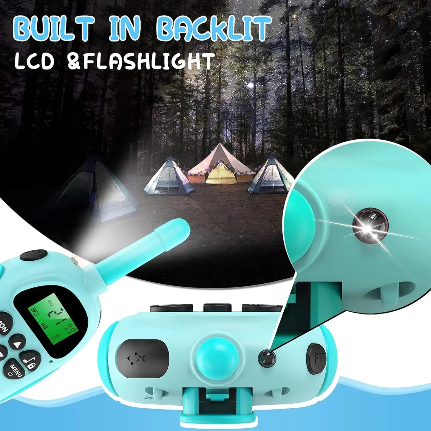 2 Pcs Walkie Talkies for Kids Toys Rechargeable Battery Walkie Talky 22 Channels 2 Way Radio 3KM Long Range for Children Gifts