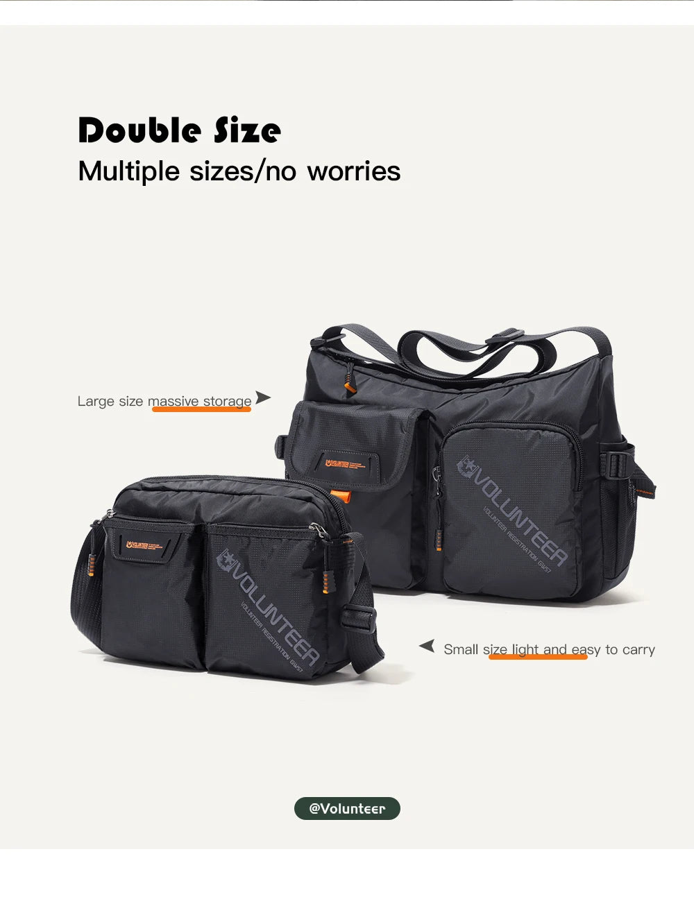 VOLUNTEER Messenger Crossbody Bags for Men Oxford Side Letter Print Fashion Light Weight Protable Versatile Shoulder Bag 1802-18
