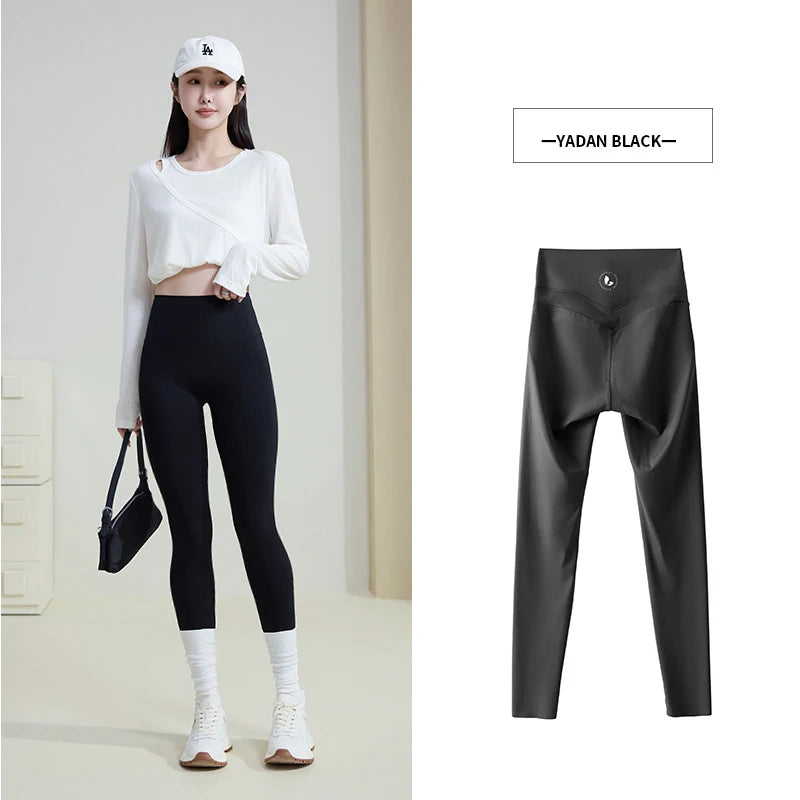 BIVIGAOS Spring New Double V 3D Curve Sharkskin Leggings Women High Waist Tight Slim Sports Fitness Push Up Leggings Yoga Pants