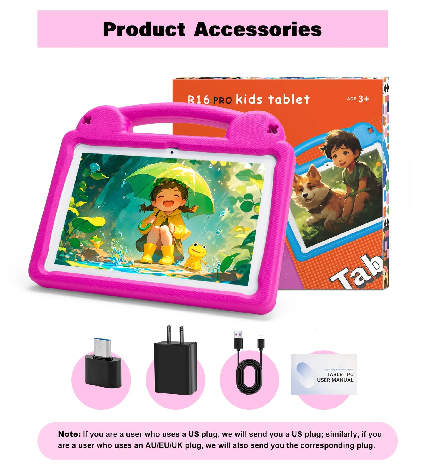 Paitanry 10.1 Inch Kids Tablet 8GB(4+4 Expand) RAM 64GB ROM CPU A523 2.0GHZ 5000Mah Octa-Core Learning Education Children Tablet