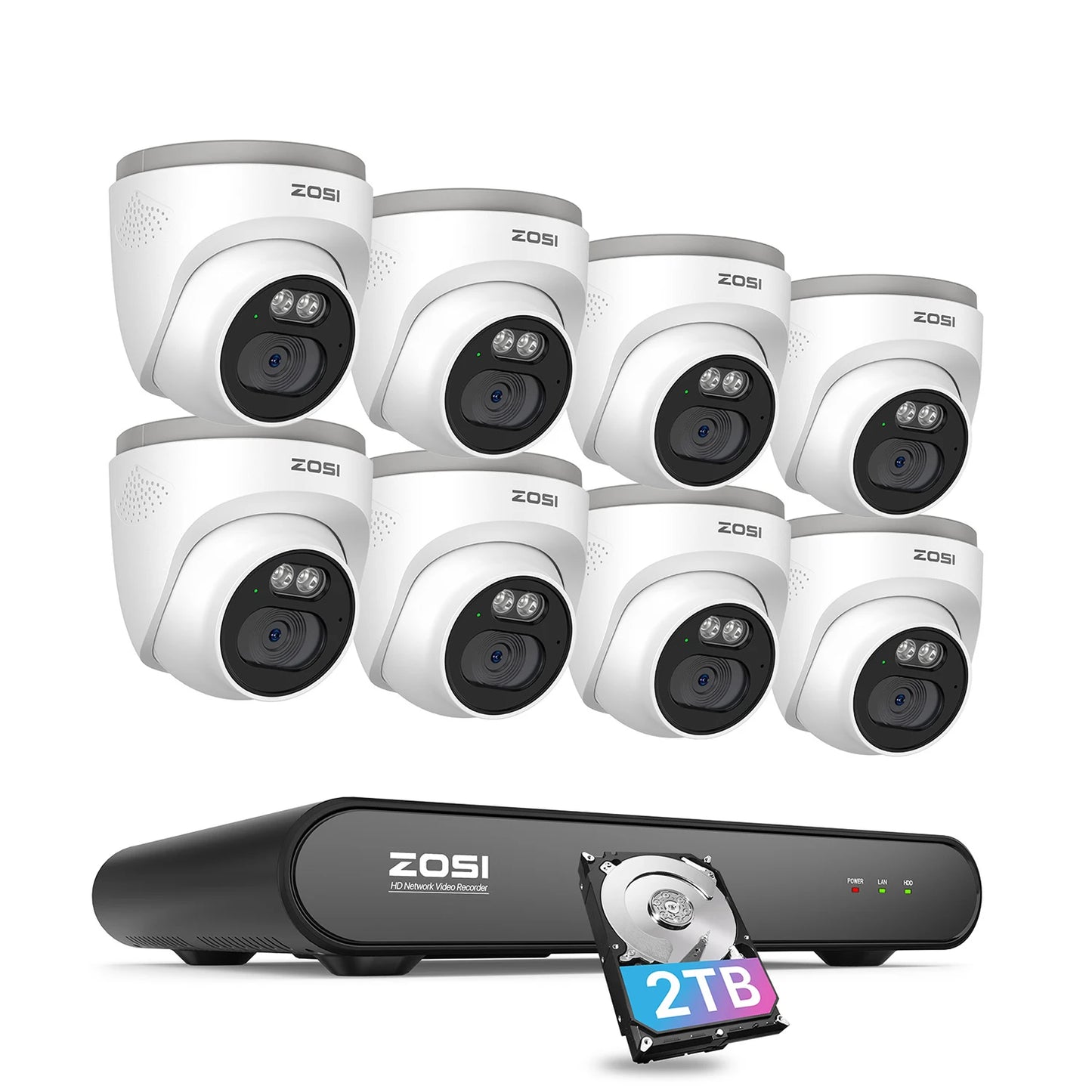 ZOSI 8CH 3K PoE Security Camera System 3K 5MP 8 Channel NVR 4MP HD Outdoor IP Cameras Dome Home CCTV Video Surveillance Kit