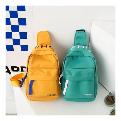 Cool kids bags for boys. Contrast color chest bag for little boys to go out Canvas messenger bag for coins