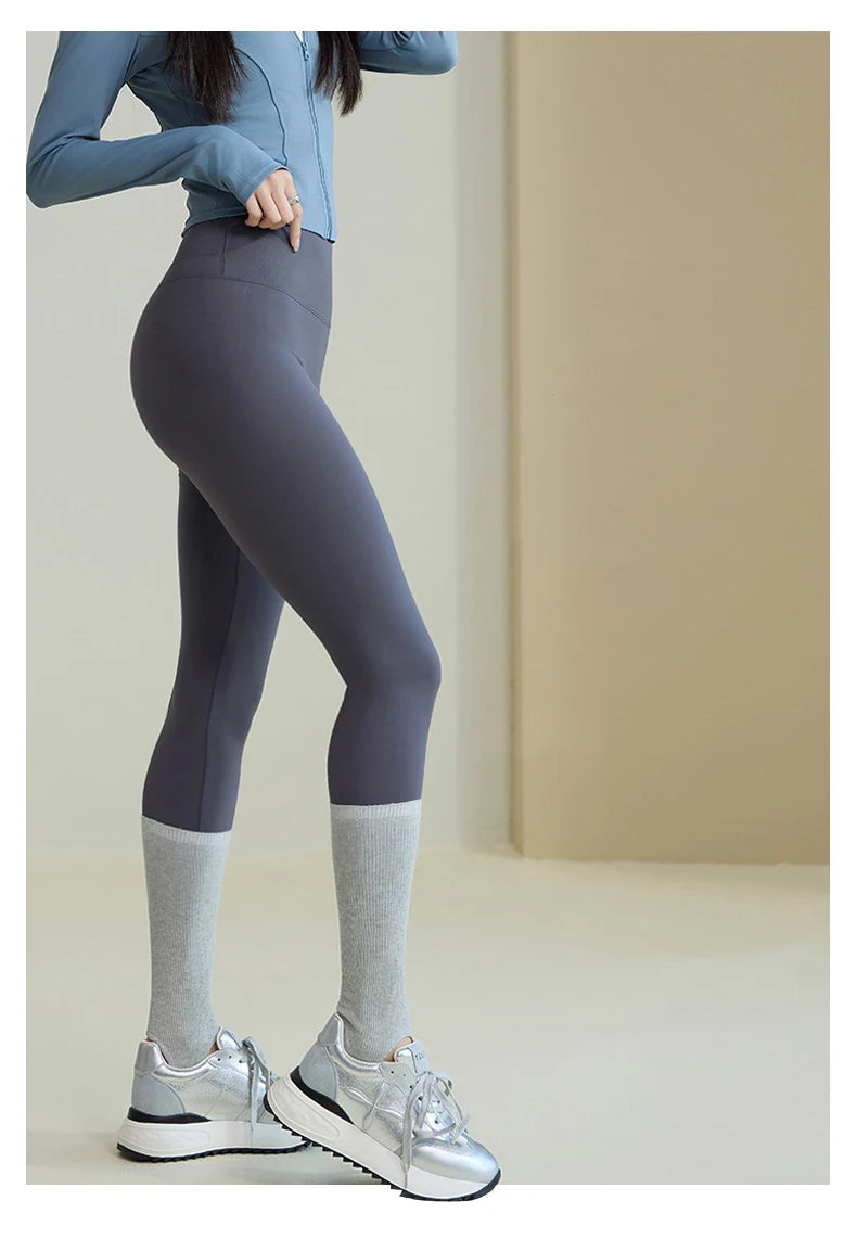 BIVIGAOS Spring New Double V 3D Curve Sharkskin Leggings Women High Waist Tight Slim Sports Fitness Push Up Leggings Yoga Pants
