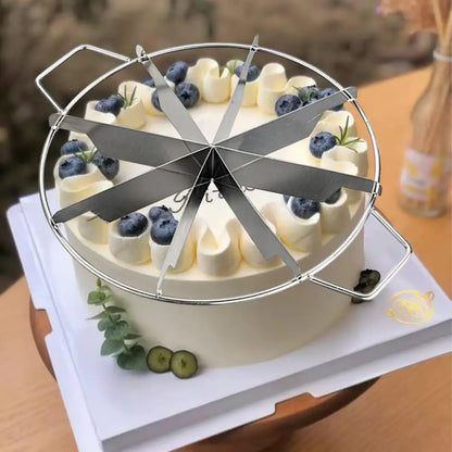 Stainless Steel Cake Divider 6/7/8 Divisions Pizza Cutter Cheesecake Slicer Round Pastry Cheese Pizza Cutting Press Machine Tool
