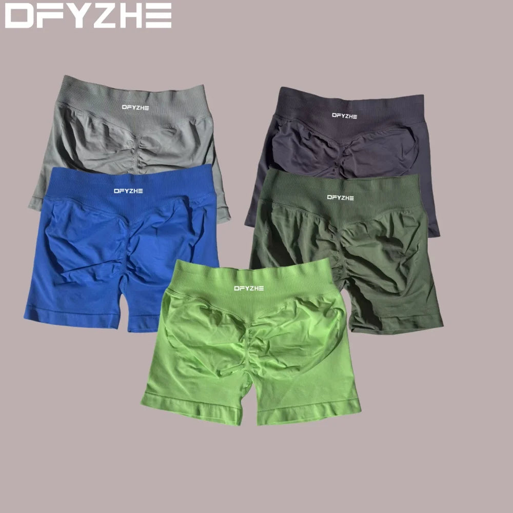 DFYZHE 4.5-inch yoga gym shorts, waist cinching and hip lifting shorts, seamless yoga shorts