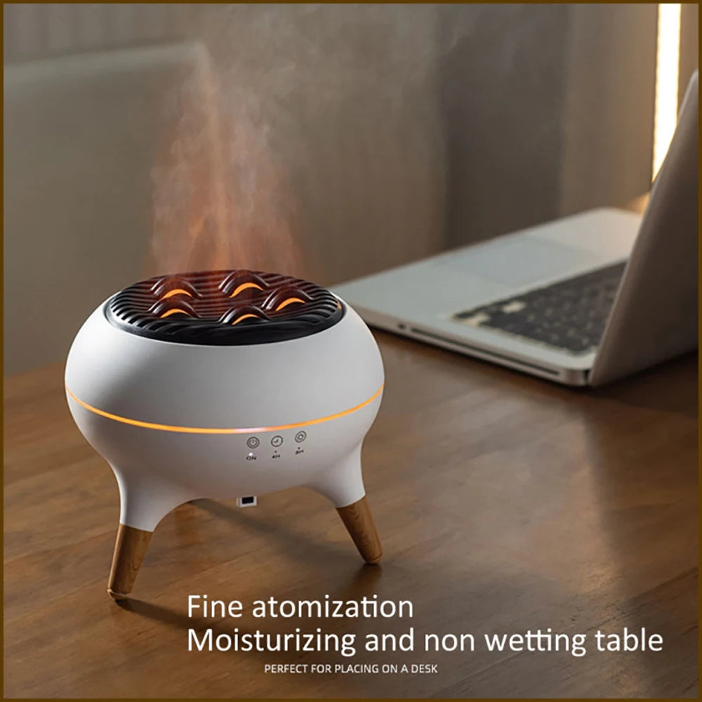 350ml Humidifier Aromatherapy Essential Oil Simulate Flame Aroma Diffuser,Remote Control Adjusted Colorful Atmosphere Lighting,