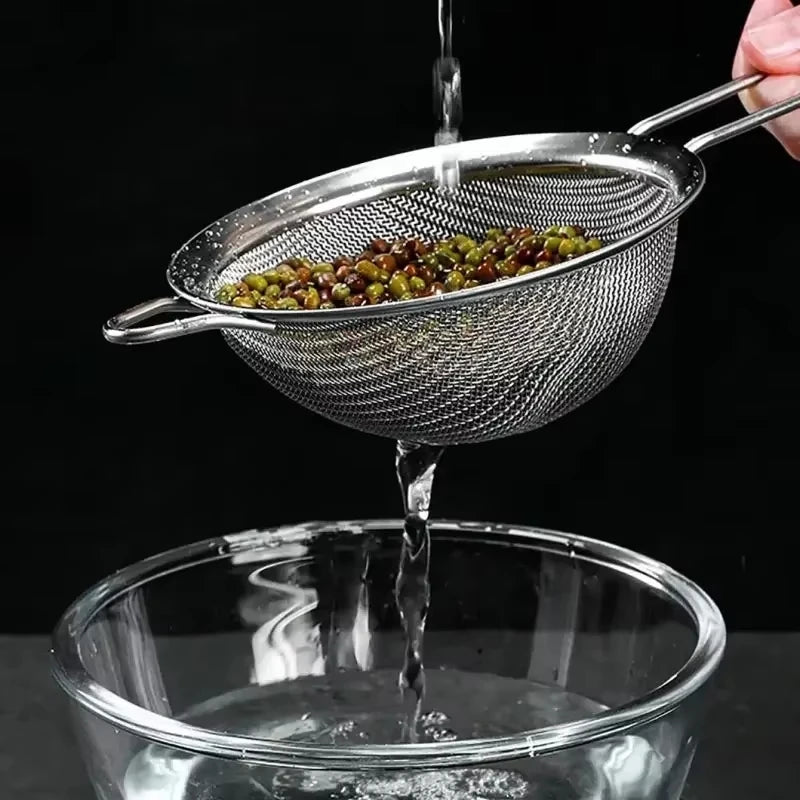 Stainless Steel Sieve Mesh Filter Slotted Spoon Kitchen Essential 3 Pack Fine Food Strainer with Long Handle for Cooking